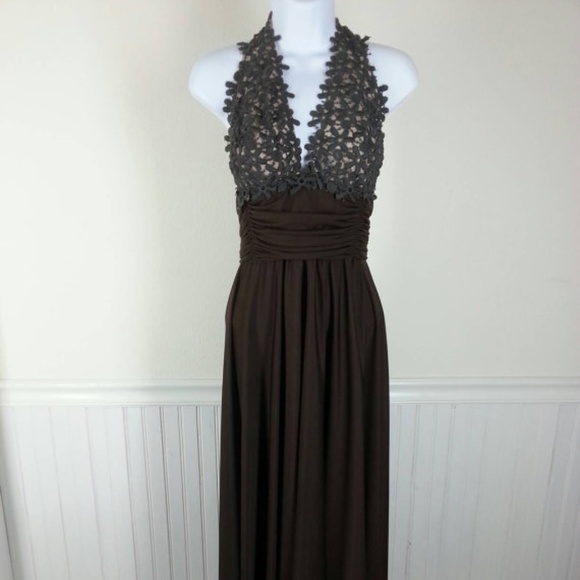 Vtg Lilli Diamond embroidered halter maxi dress Size small Chest 34 - Picture 1 of 3